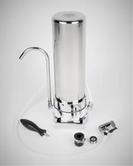 Filtre sur-évier inox avec robinet col-de-cygne